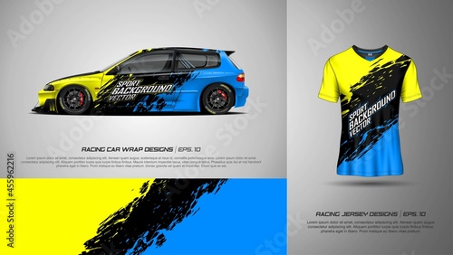 Car wrap and t-shirt design vector for race car, pickup truck, rally, adventure vehicle, uniform, jersey, cycling, football, gaming and sport livery.