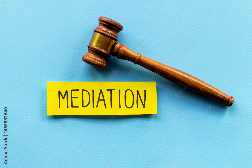 Mediation word with judge gavel. Business diplomacy conflict resolve concept Mediation word with judge gavel. Business diplomacy conflict resolve concept