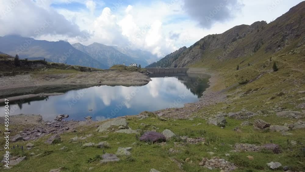 Mountain dam in an artificial lake for the production of electricity Mountain dam in an artificial lake for the production of electricity