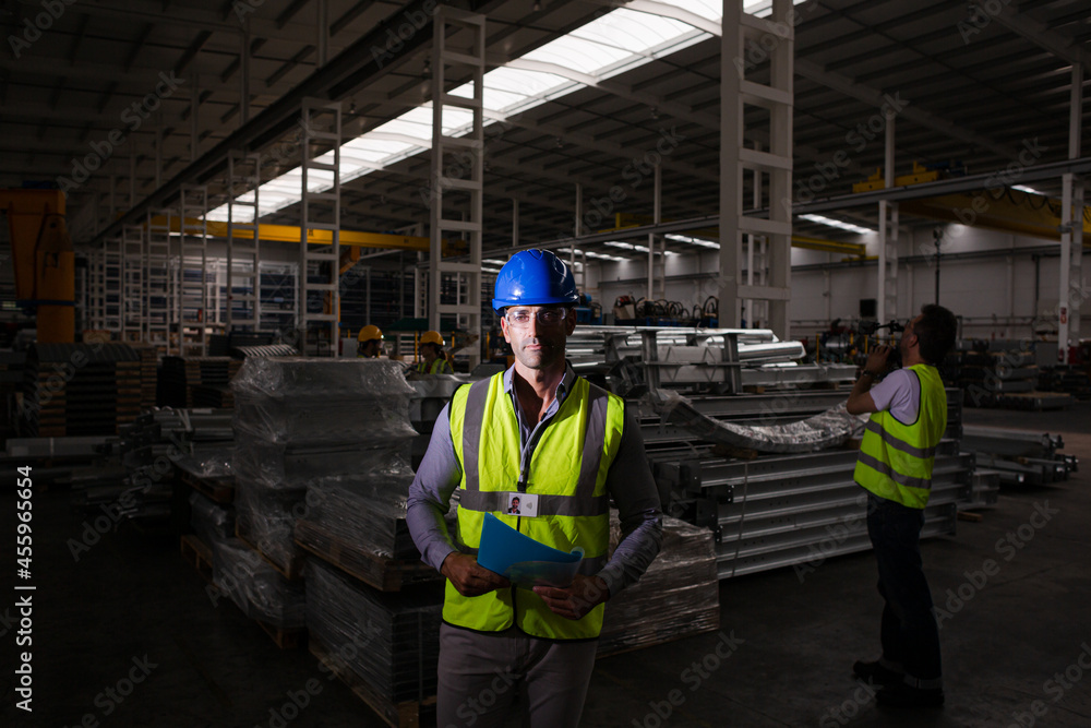 Workers in steel factory Workers in steel factory