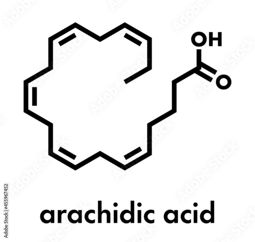 Arachidic (eicosanoic) acid molecule. Saturated fatty acid. Skeletal formula.