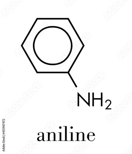 Aniline (phenylamine, aminobenzene) molecule. Skeletal formula.