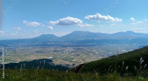 panorama of the  ASOSAN , mountains in Japan photo