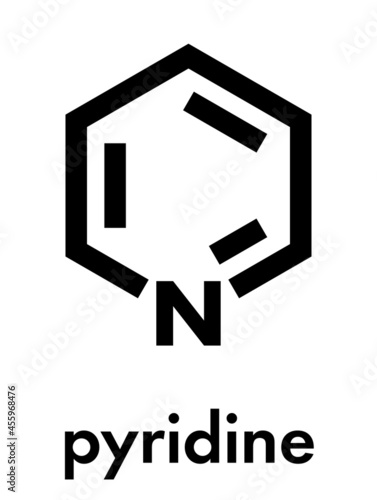 Pyridine chemical solvent and reagent molecule. Skeletal formula.