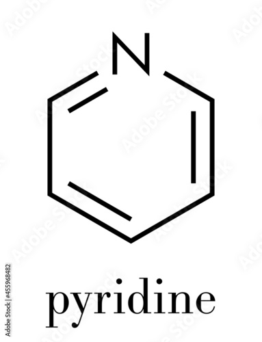 Pyridine chemical solvent and reagent molecule. Skeletal formula.