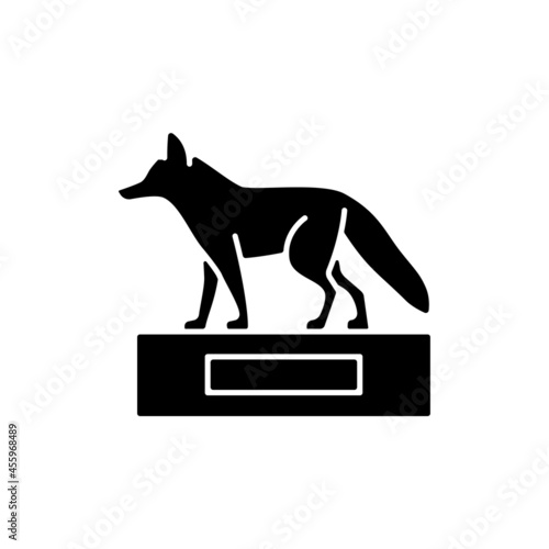 Taxidermy black glyph icon. Preserving and stuffing wild dead animals. Animal body display and exhibition. Deer head. Hunter trophy. Silhouette symbol on white space. Vector isolated illustration