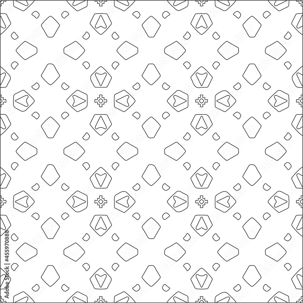 floral pattern background.Repeating geometric tiles from striped elements.  Black pattern. 