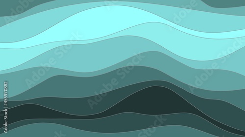 Abstract minimalistic line background, sea waves, underwater, beach, paper cut,16:9 wallpaper