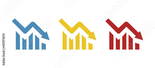 profit decline icon, loss arrow, vector illustration