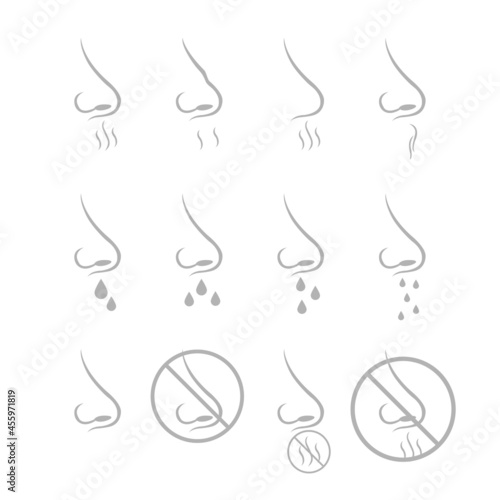nose icon with a smell on a white background, vector illustration