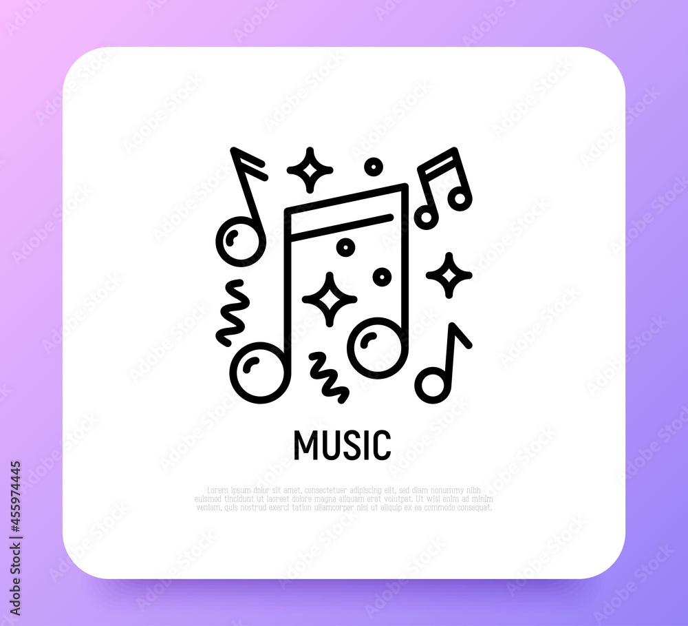 Music at party thin line icon. Modern vector illustration. Music at party thin line icon. Modern vector illustration.