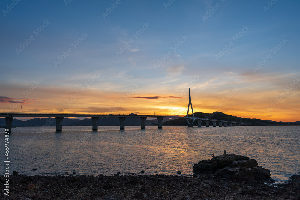 朝焼けと周防大橋 朝焼けと周防大橋