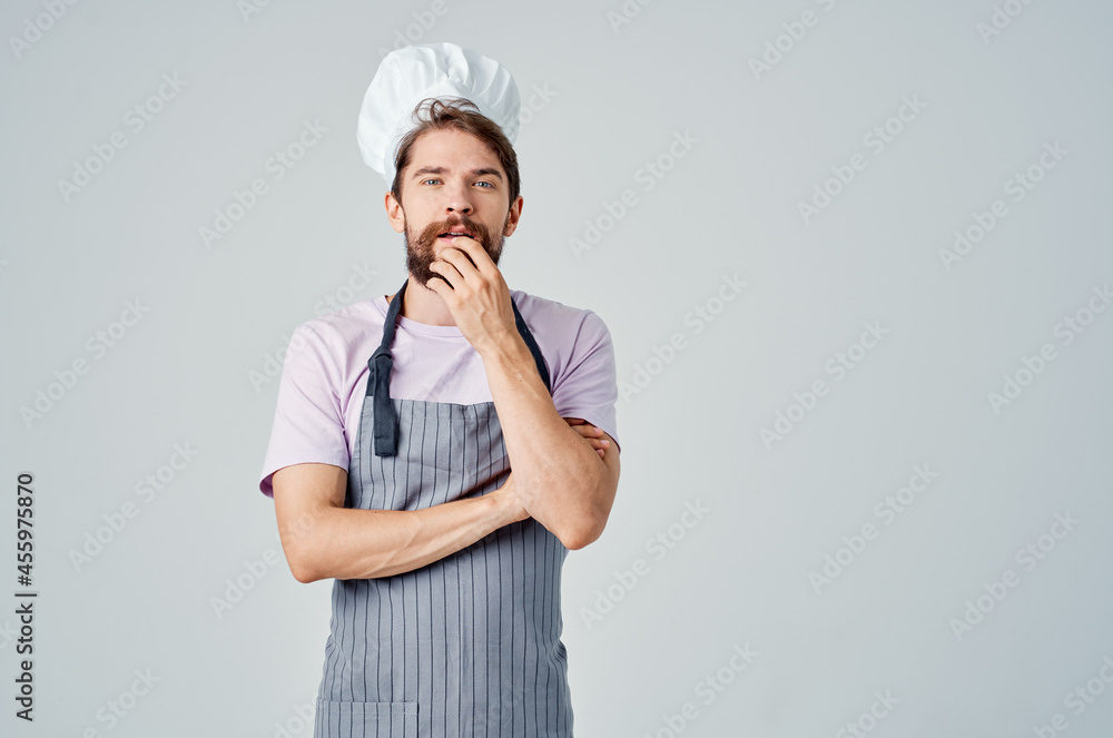 bearded man in chef's clothes emotions restaurant professional bearded man in chef's clothes emotions restaurant professional