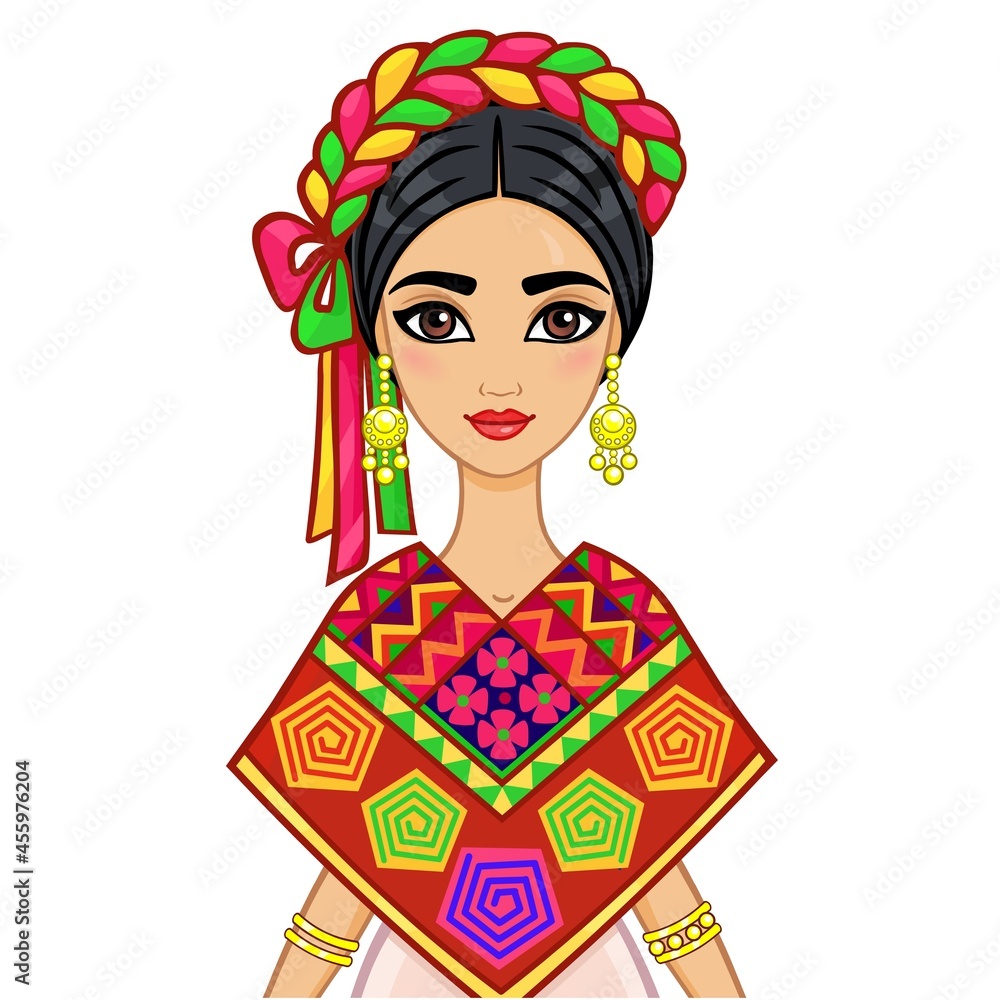 animation-portrait-of-the-young-beautiful-mexican-girl-in-ancient