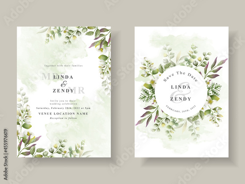 Greenery floral wedding invitation template