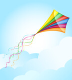 colorful kite flying in the sky vector illustration