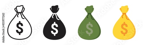 Money bag icon set, money bag icon different style. vector illustration