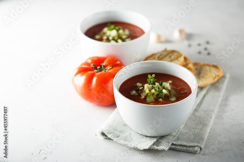 Traditional homemade gazpacho soup