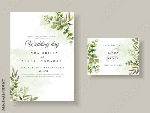 Greenery floral wedding invitation template