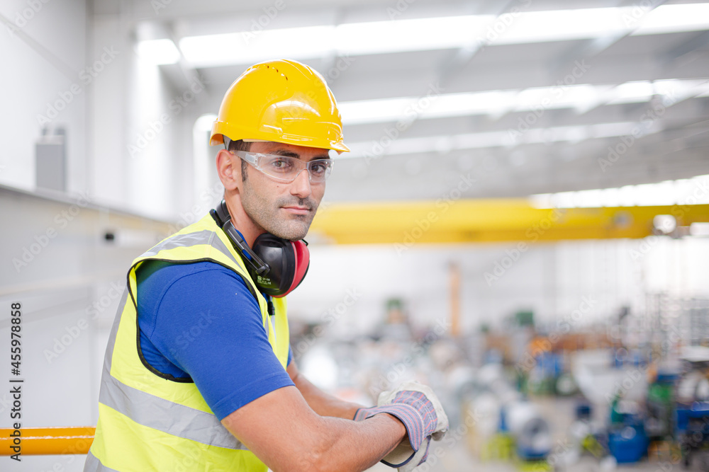 Portrait confident male worker in factory Portrait confident male worker in factory