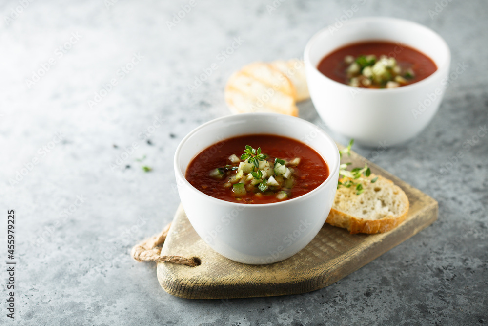 Traditional homemade gazpacho soup
