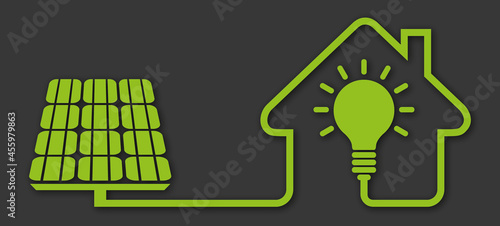 Logo maison et énergie solaire.