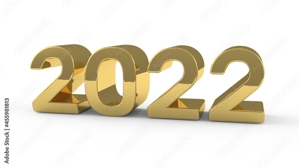Number 2022 gold 3d renderig Number 2022 gold 3d renderig