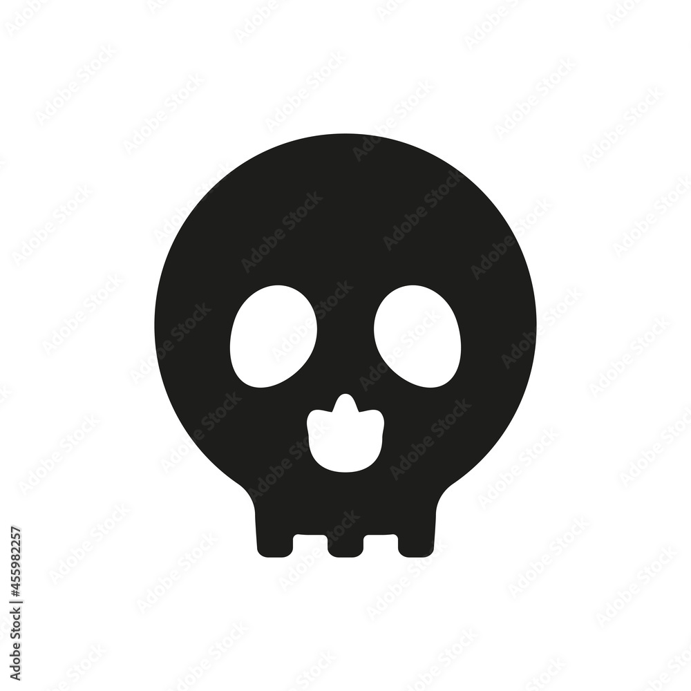 Skull icon. Danger sign. Death head black silhouette symbol. Vector illustration isolated on white background