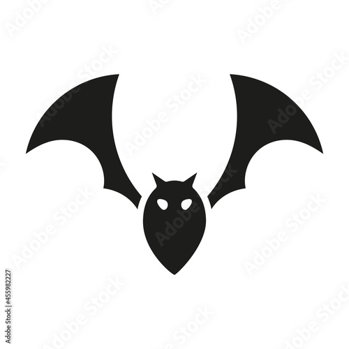 Bat icon. Halloween animal black silhouette. Vector isolated on white