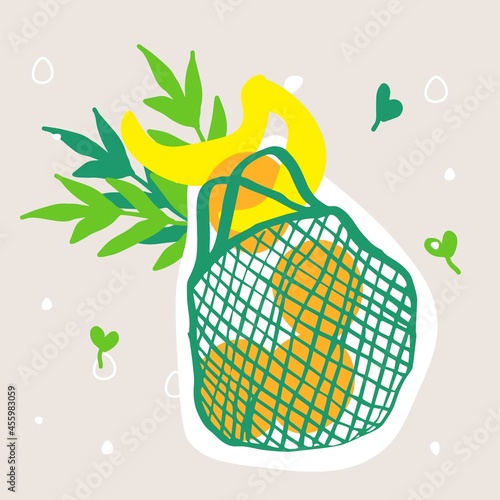 eco set, Web, zero waste, vegan, eco, шоппер, экология, авоська, природа, растения, вектор, vector, stickers