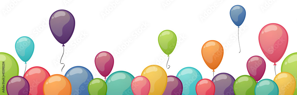 colored flying balloons seamless row