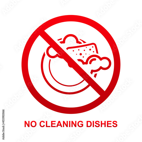 No cleaning dishes sign isolated on white background vector illustration.