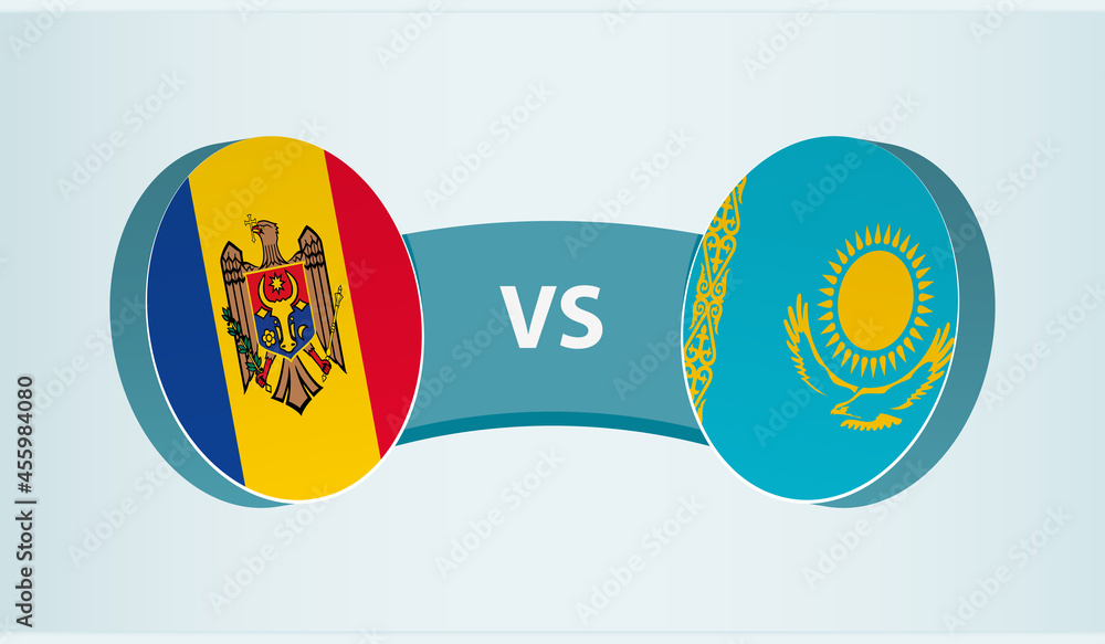 Moldova versus Kazakhstan, team sports competition concept.