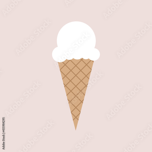 ice cream in waffle cone isolated on white background	
