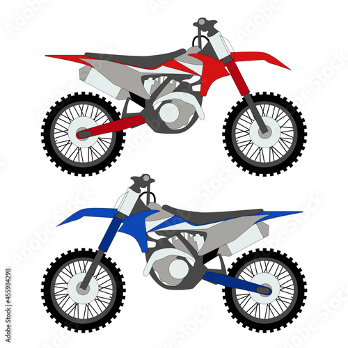 Set or red blue dirt bike moto