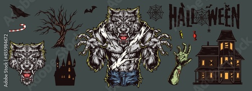 Halloween vintage elements composition