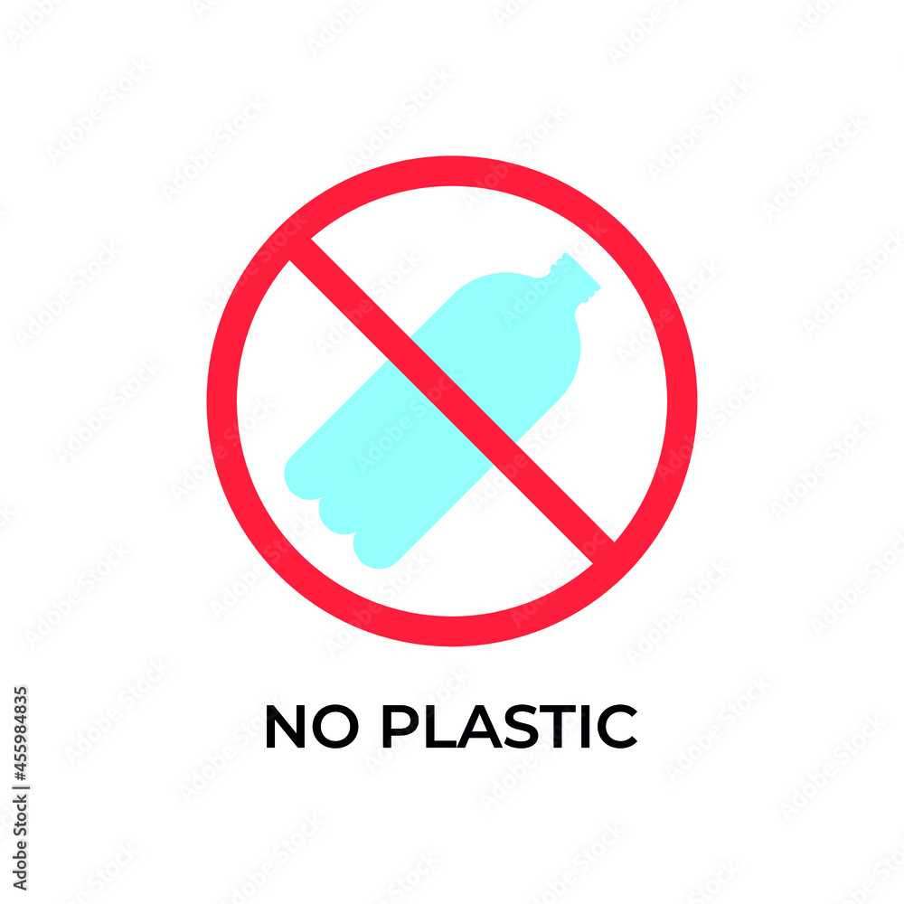 Say no to plastic in red stop circle on white background, Vector illustration
Say no to plastic in red stop circle on white background, Vector illustration
