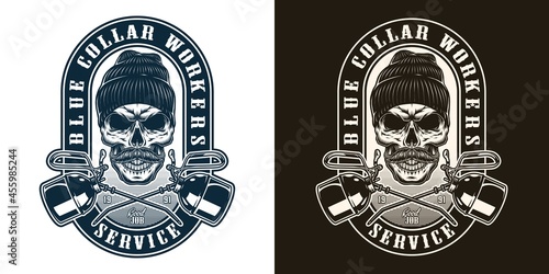 Blue collar worker vintage badge