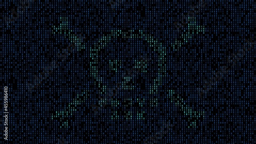 Digital piracy technology computer code. crime symbol