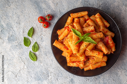 Penne pasta with tomato sauce