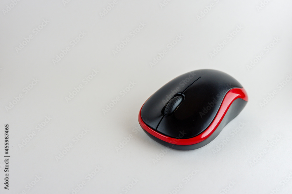 black mouse with red pattern on white background black mouse with red pattern on white background