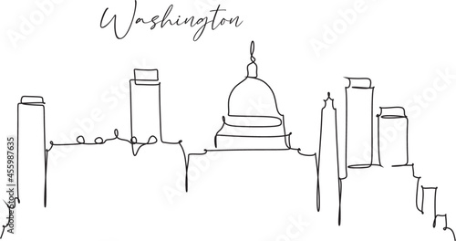 Minimal Washington Linear Skyline with Typographic Design
