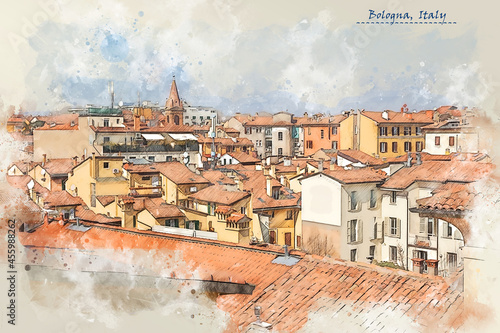 city life of Bologna, Italy,  in sketch style #455988262