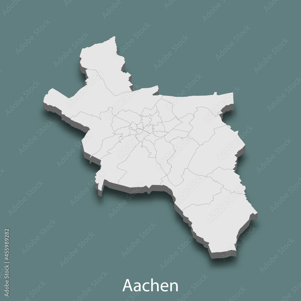 3d isometric map of Aachen is a city of Germany