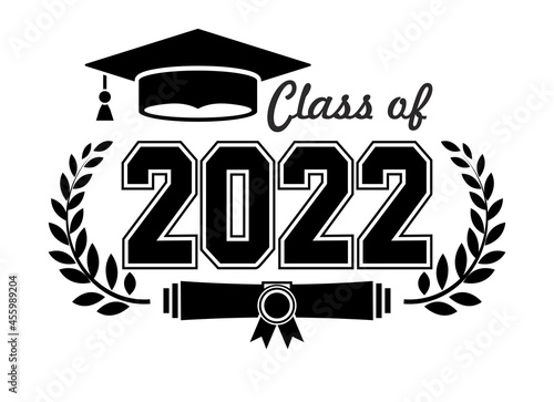 Lettering Class of 2022 for greeting, invitation card. Text for graduation design, congratulation event, T-shirt, party, high school or college graduate. Illustration, vector on transparent background