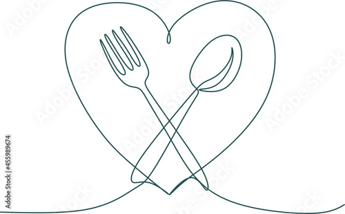 One continuous linear plate, high and fork. Vector illustration.