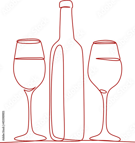 Wine bottle and glass line