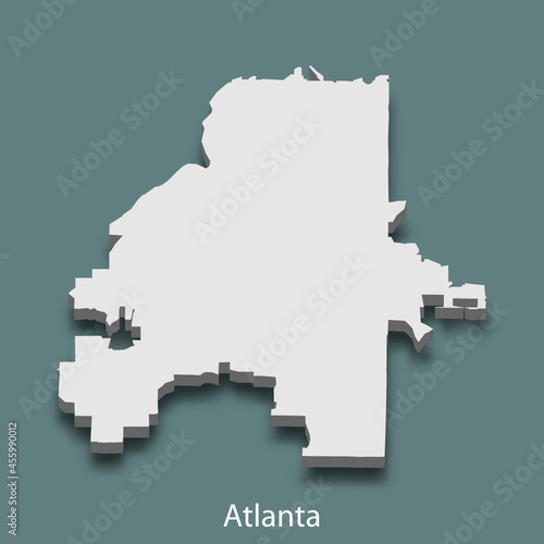 3d isometric map of Atlanta is a city of United States