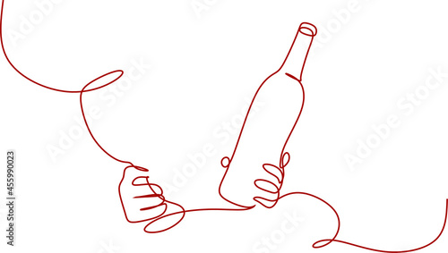 Wine one line drawing vector