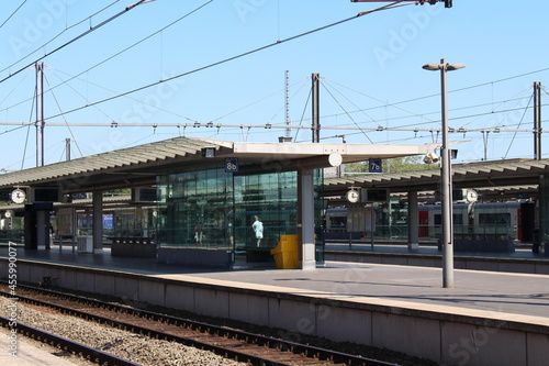 Train station under blue sky